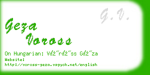 geza voross business card